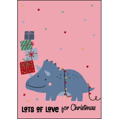 Ansichtkaart kerst dino lots of love